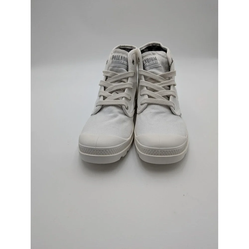 Palladium Boots Womens Size 9 White Canvas Ankle Combat Lug Sole‎ 92352-116-M